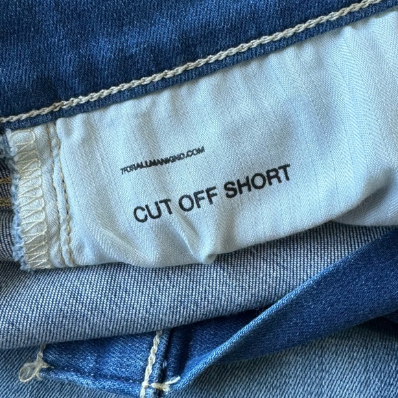 7 For All Mankind Cut Off Denim Shorts 32 in Ocean Mist Raw Hem - Picture 6 of 9
